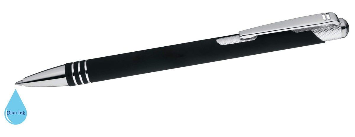 ExpressDesigns™ - Blue Ink Personalized Pens Rubberized - The Cameron - Custom Printed Name Pens