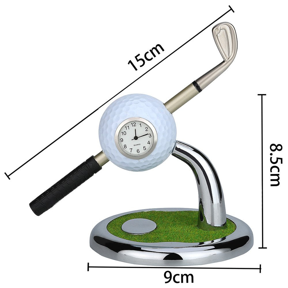 10L0L Golf Pen Holder with Clock, Mini Desk Organizer-Gifts for Men-White