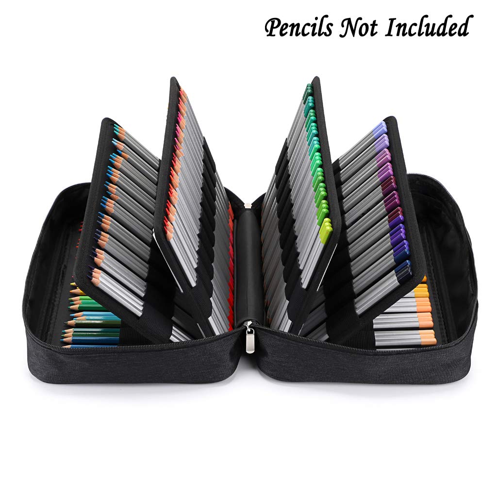 BTSKY Colored Pencil Case 300 Slots Pen Pencil Bag Organizer with Handy Wrap Portable- Multilayer