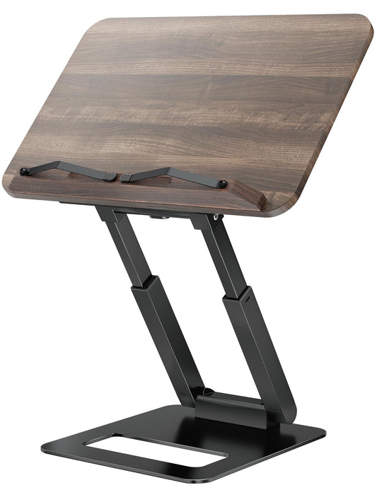 Tounee Telescopic Book Holder - Adjustable Height Cookbook Stand with Elastic Page Clips (Black)