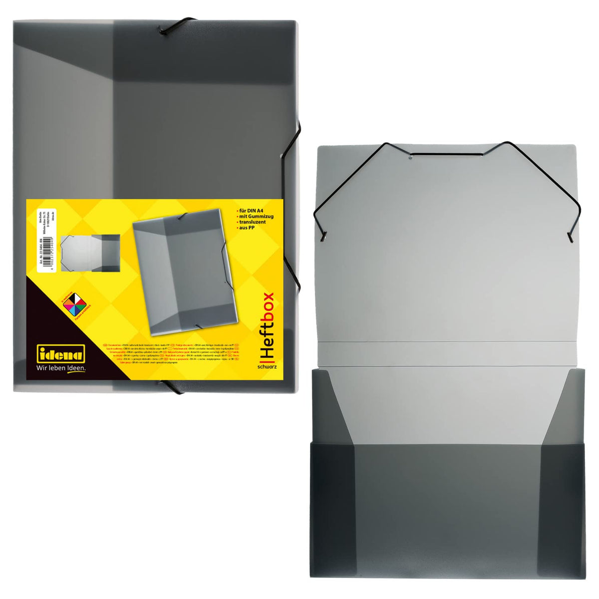 idena® DIN Box File with Elastic Strap a4 Black