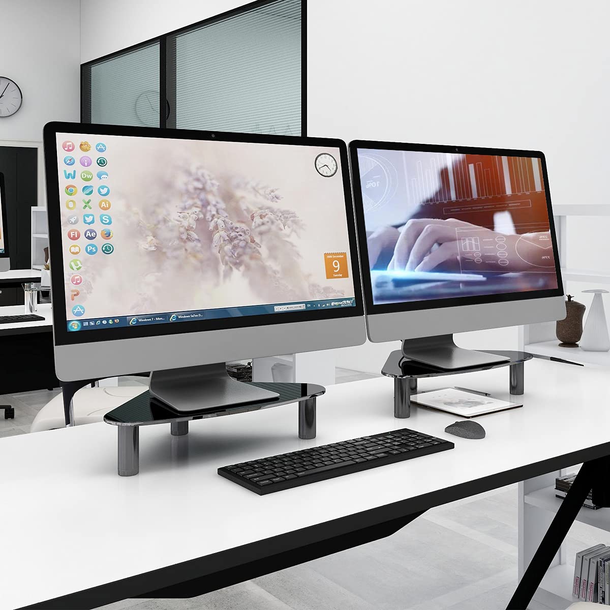 Hemudu 2 Pack Computer Monitor Riser | Triangle Save Space Desktop Corner Stand for Computer