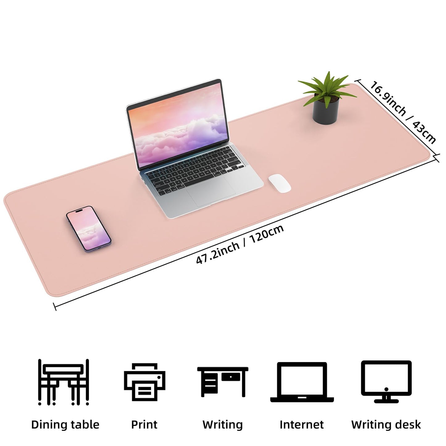 AFIING Large Desk Mat 47.2" x 17.5", Leather Desk Pad Protector with Natural Cork & PU Leather