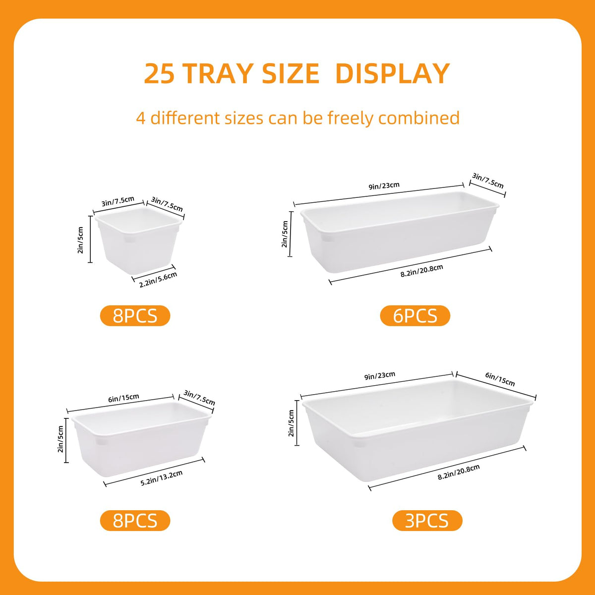 Trotianingyu Kitchen Desk Drawer Organizers Storage for Office, Small Acrylic Vanity Trays Makeup
