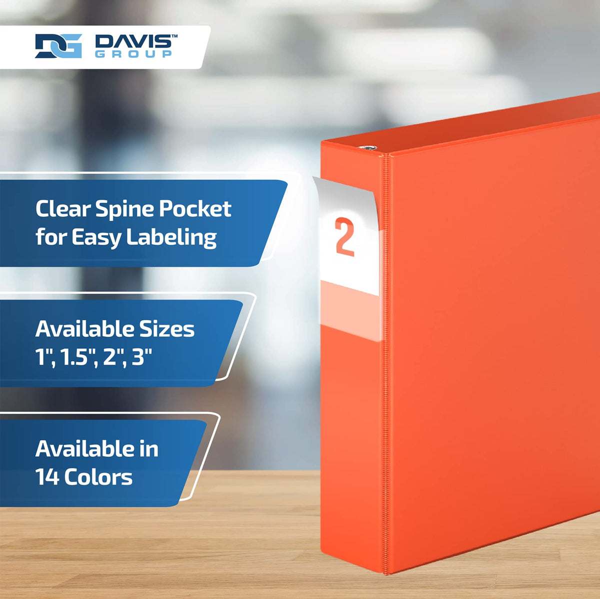 Premium Economy 3-Ring Binder, Spine Label, 2" D Rings, Orange, 6 Pack