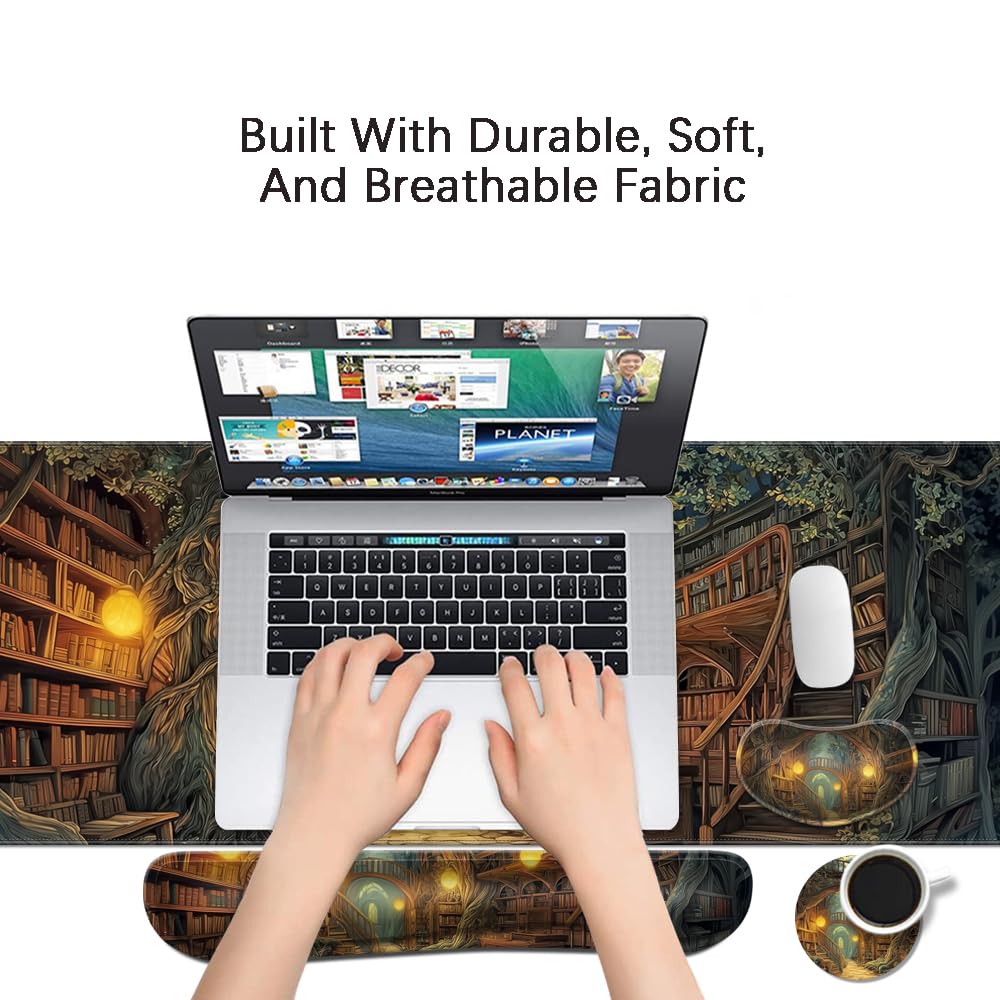 Desk Mat, Large Gaming Mouse Pad with Wrist Rest, 4 in1 XXL Mouse pad+Keyboard Wrist Rest+Mouse Pad