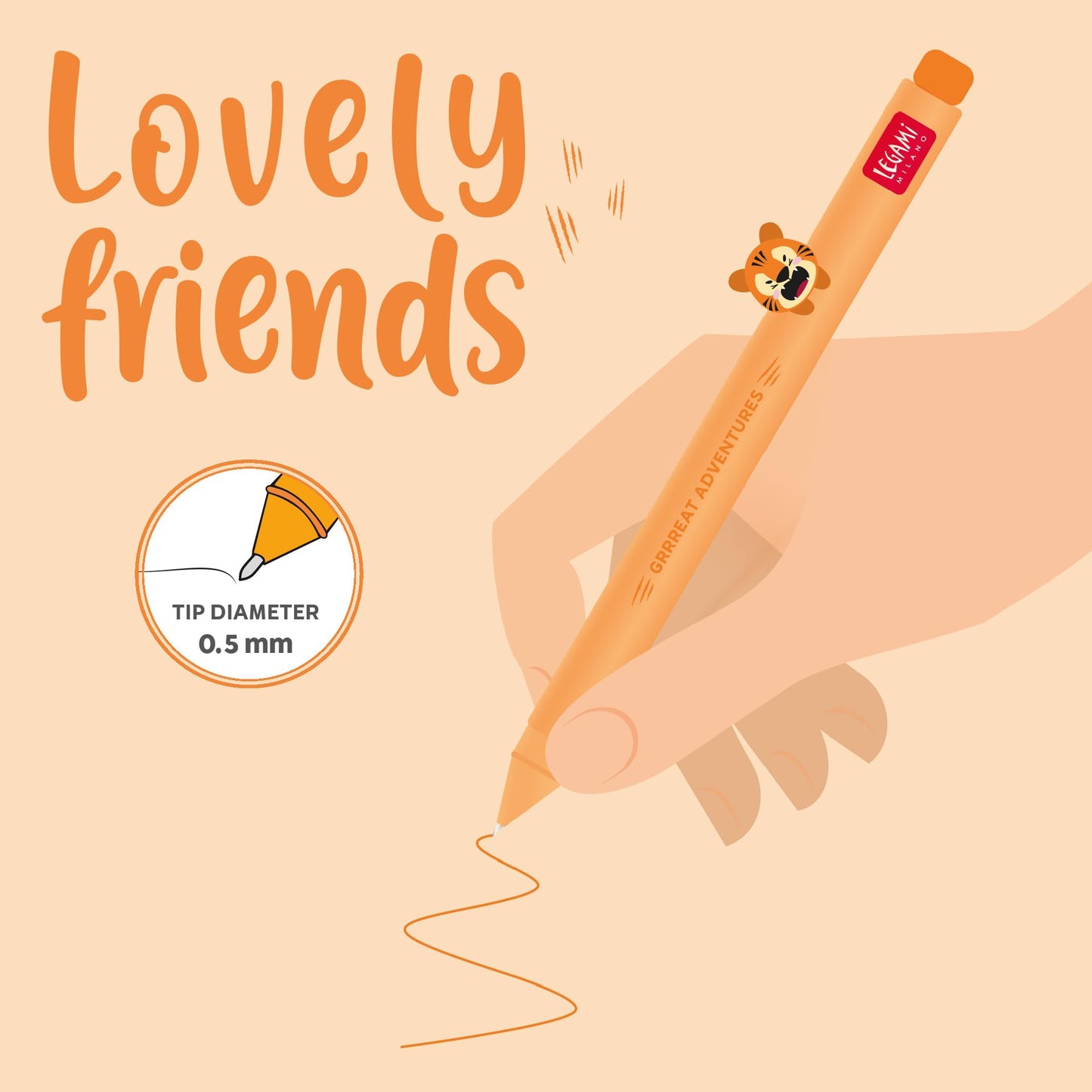 LEGAMI Gel Pen - Lovely Friends Decorative Animal - Removable and Recombinable - Prevents Rolling