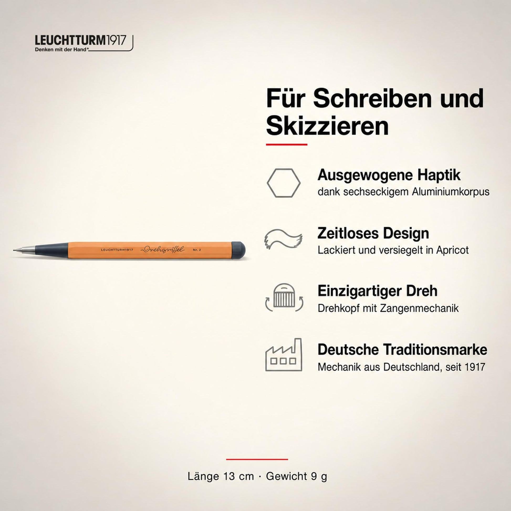 LEUCHTTURM1917 - Drehgriffel Mechanical Pencil - Refillable Writing Stylus with 0.7 mm HB Graphite