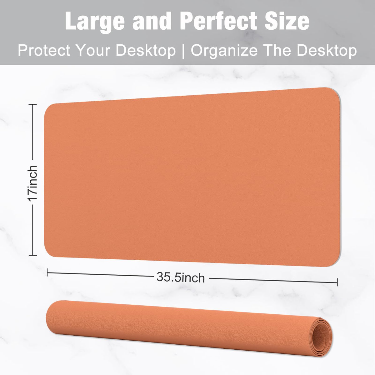 Hsurbtra Desk Pad, 35.5" x 17" PU Leather Desk Mat, XXL Extended Mouse Pad, Waterproof Desktop