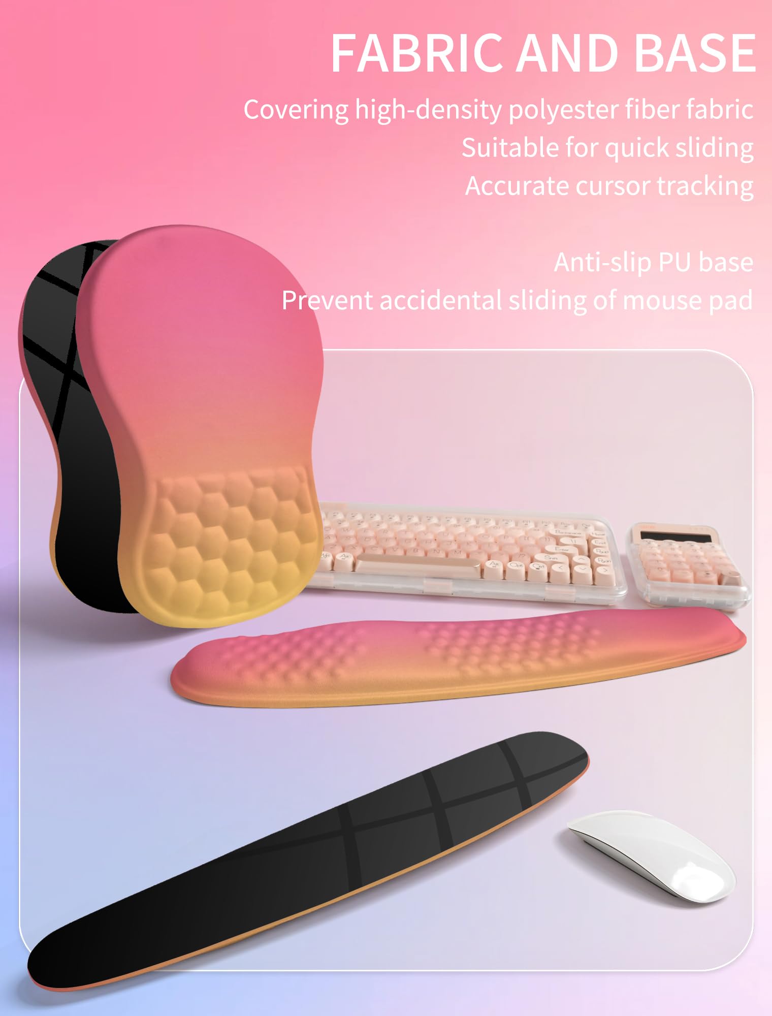 Hokafenle 2in1 Combination, Wave Keyboard Wrist Rest and Ergonomic Curvature Mouse Pad Wrist