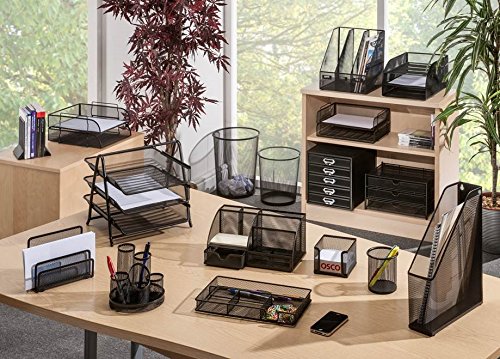 OSCO Black Wiremesh Bookends | 1 Pair | Two Bookends | Shelves & Bookcases | H17.5 x W12.5 x D13 cm