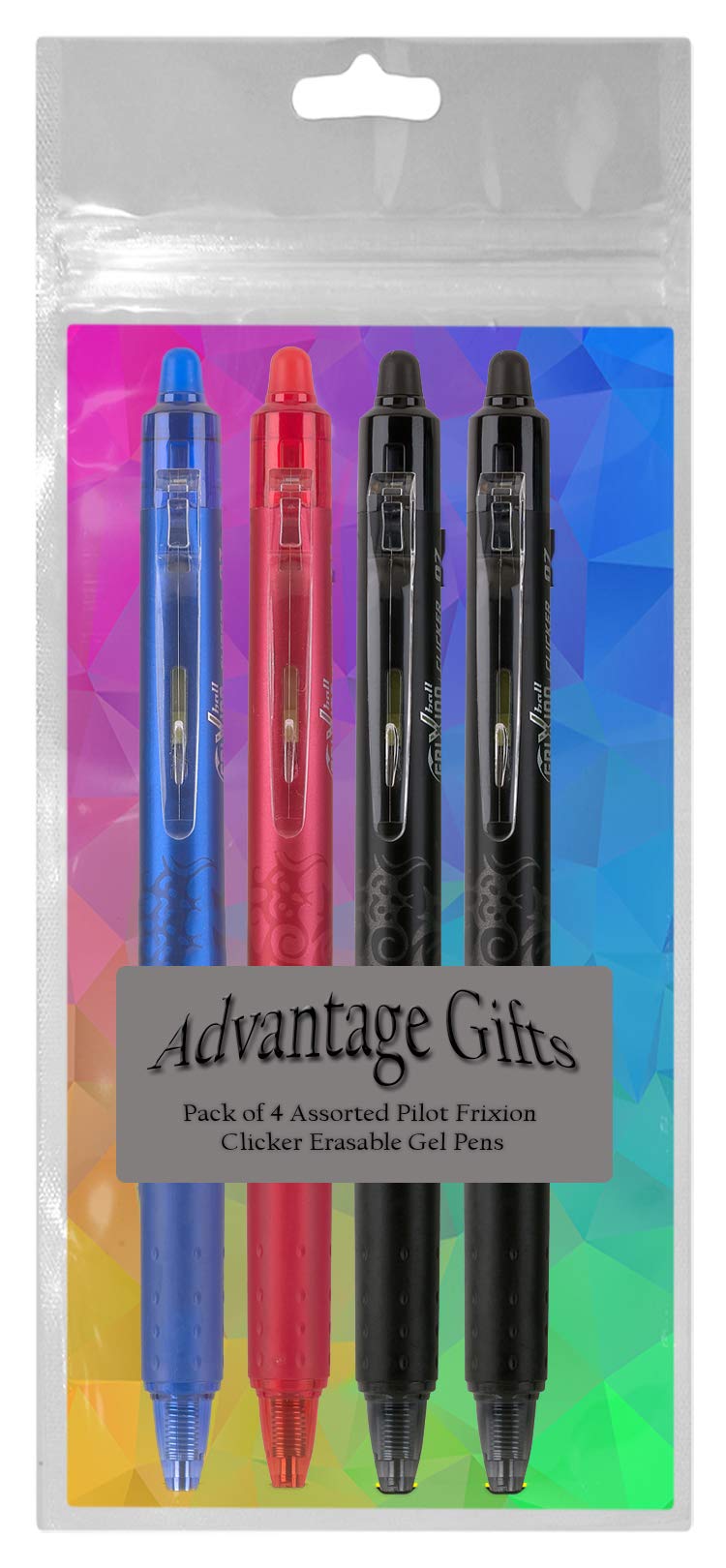 Advantage Gifts Clicker Retractable Erasable Gel Pens Fine Point (.7mm) Assorted Colors