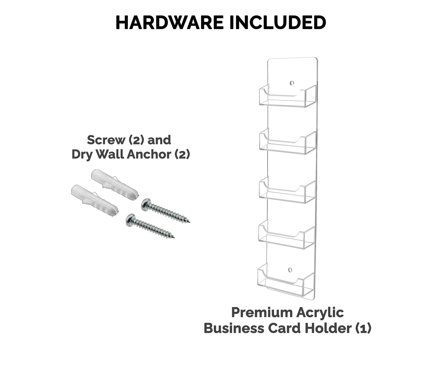 Marketing Holders 6 Pack Hanging Business Card Holder 5 Pocket Vertical Clear Acrylic Wall Mount