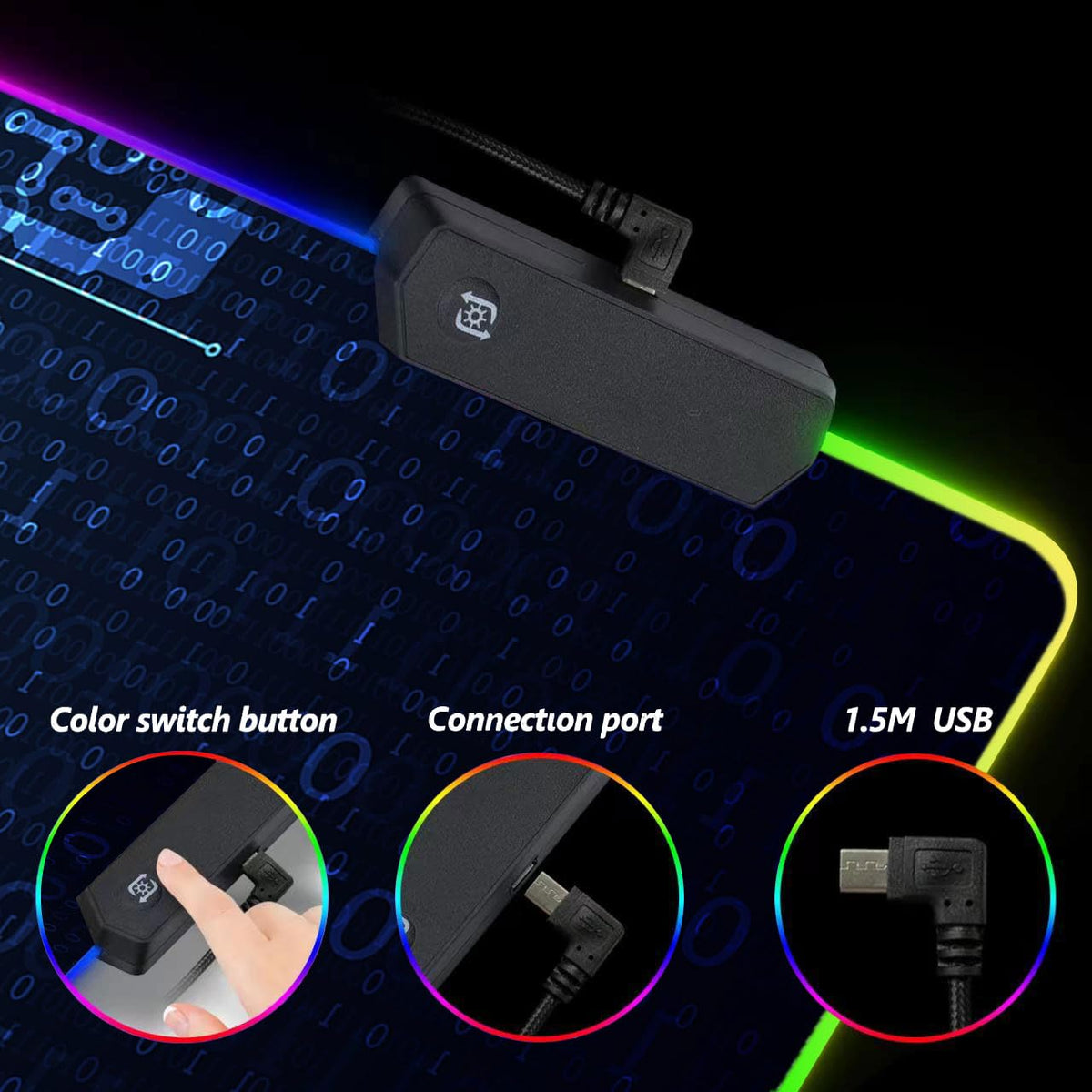DINKY Extended RGB Gaming Mouse Pad, XXL Large Gaming Mouse Mat for Gamer, Blue Circuit Board