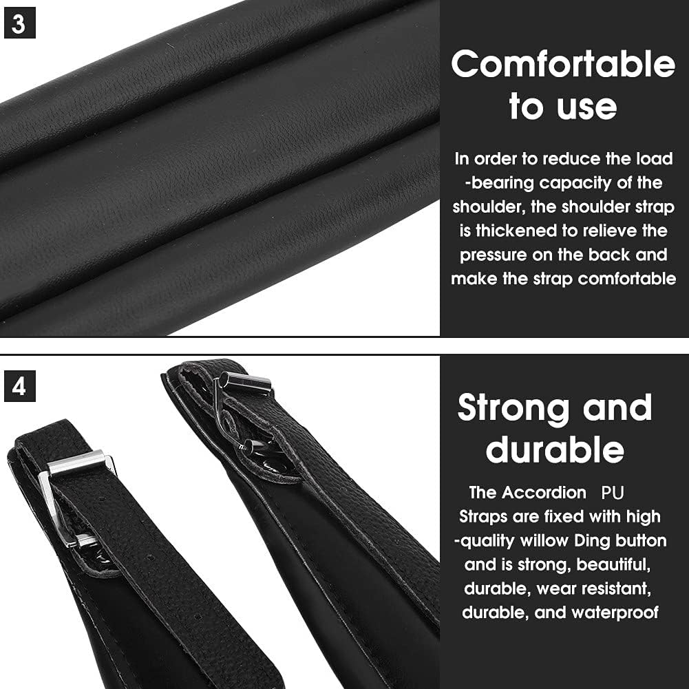 Padded Adjustable Bass Strap, Comfortable PU Shoulder Strap for Electric and Acoustic Bass