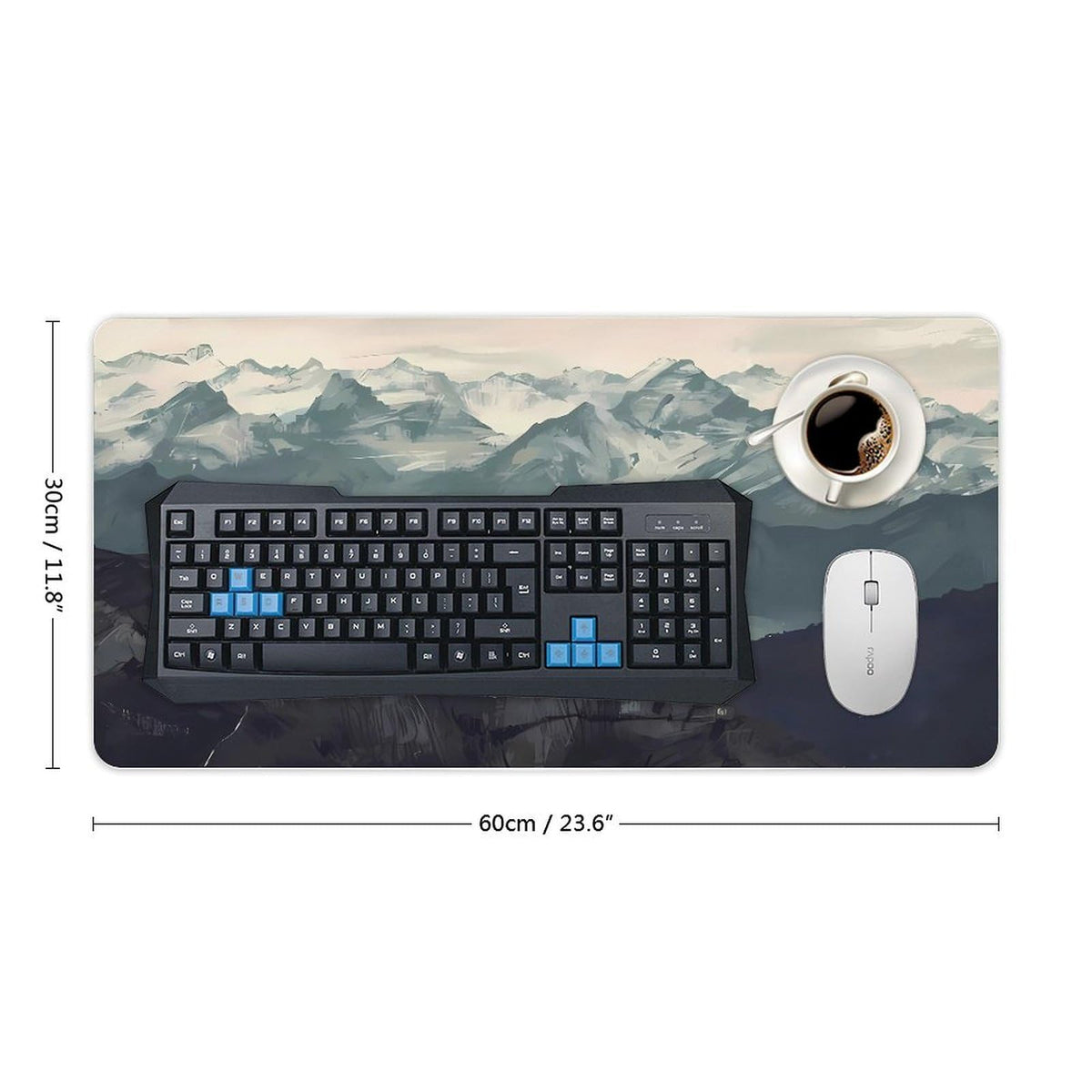 Keebik Gaming Mouse Pad, Mountain Fog Mouse Pad Large Extended Computer Mouse Mat Keyboard Full