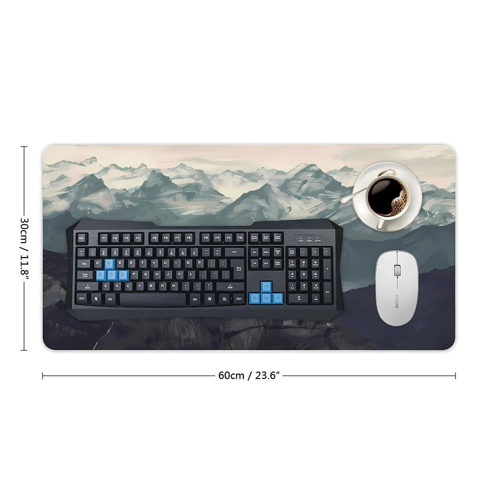 Keebik Gaming Mouse Pad, Mountain Fog Mouse Pad Large Extended Computer Mouse Mat Keyboard Full