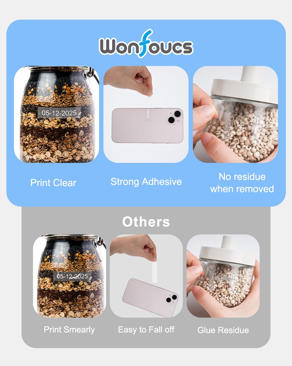 Wonfoucs TZ Tape White on Clear 18mm 0.7 Laminated Replacement for Brother TZe-145 TZe145 P Touch