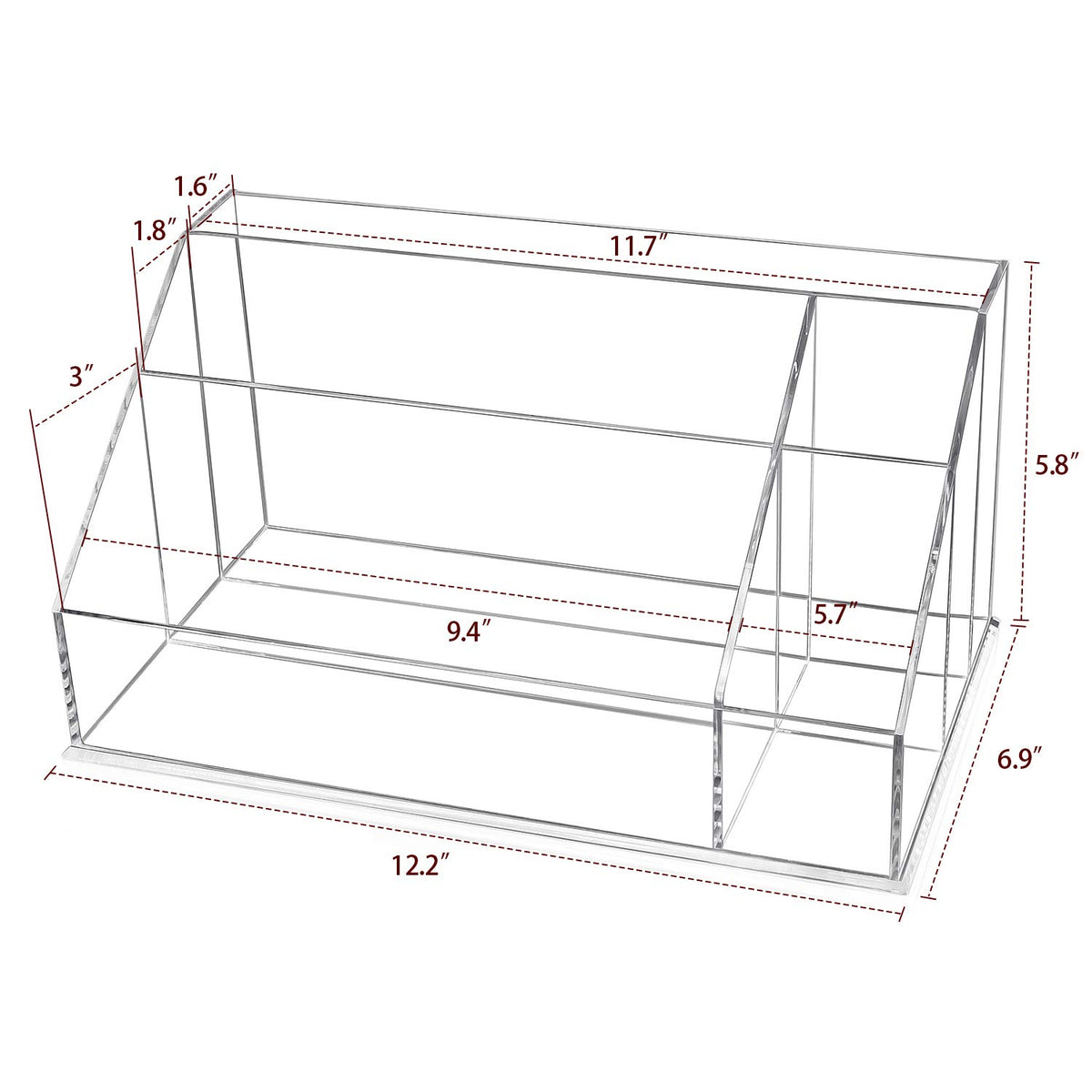 YestBuy Acrylic Desk Organizer, Clear Desk Paper Tray Organizer with Sorter, Vanity Makeup