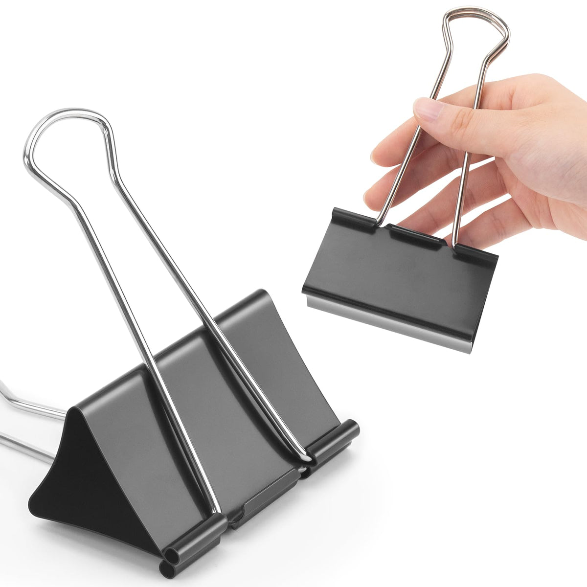 OWLKELA 12 Pcs Binder Clips, 3 Inch, Black