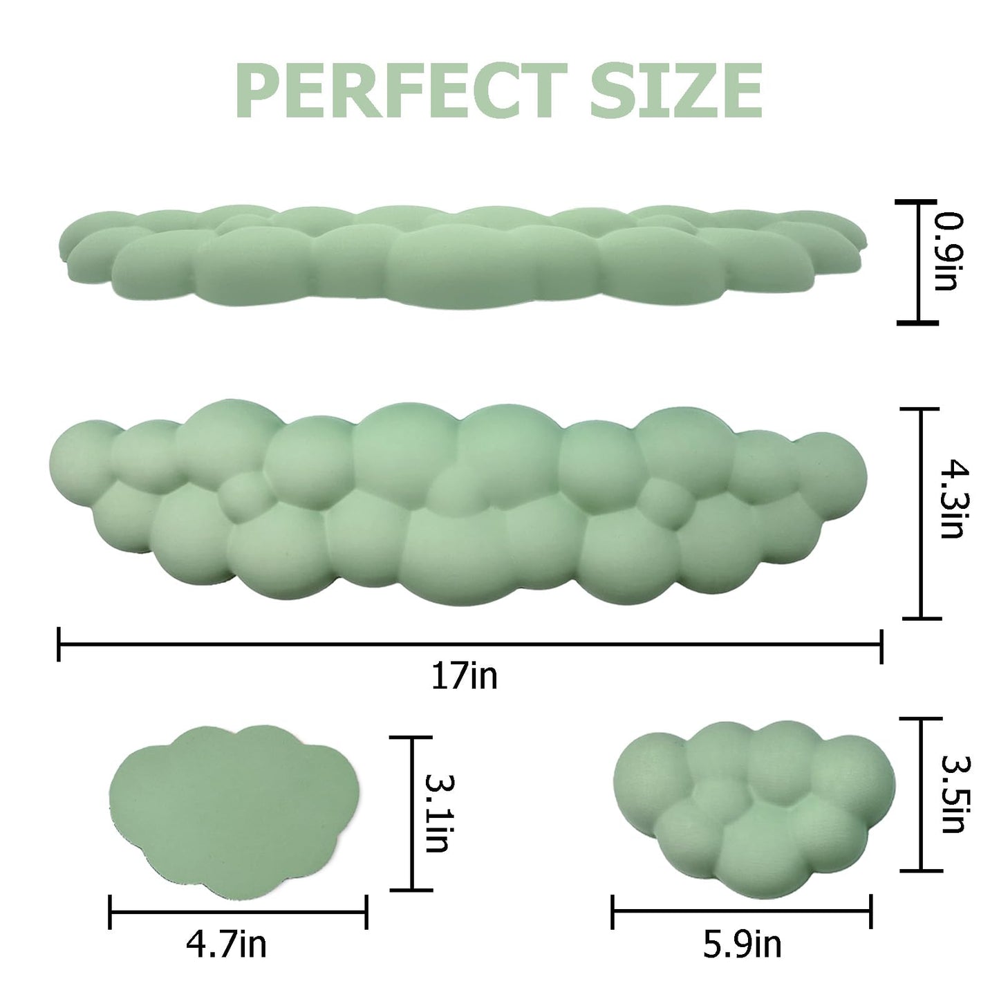 Cloud Wrist Rest Keyboard, Ergonomic Keyboard Wrist Rest, Pastel Green