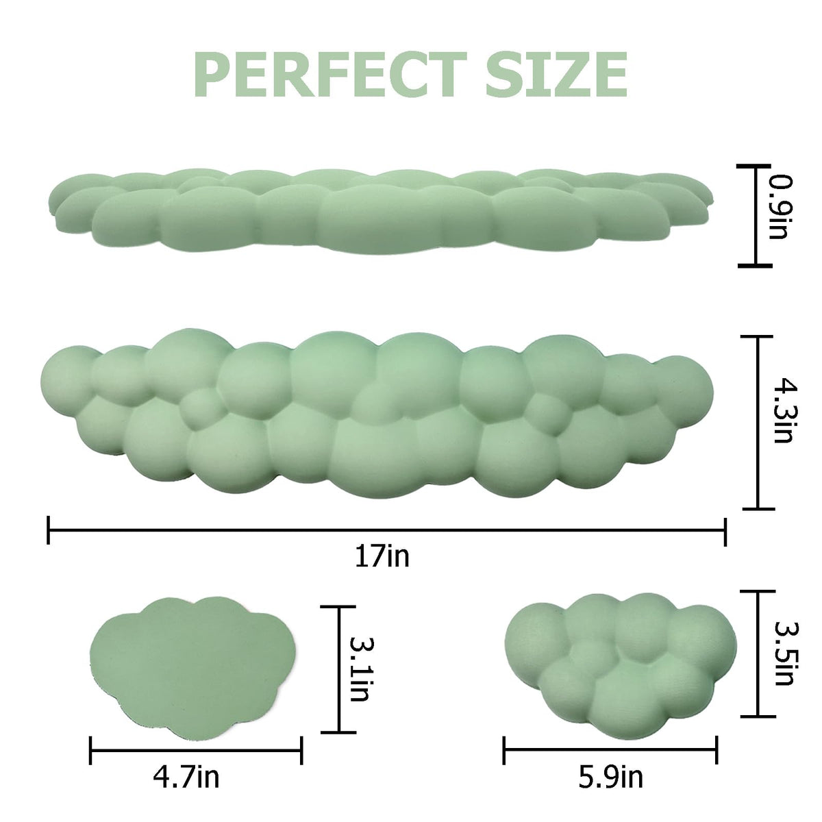Cloud Wrist Rest Keyboard, Ergonomic Keyboard Wrist Rest, Pastel Green