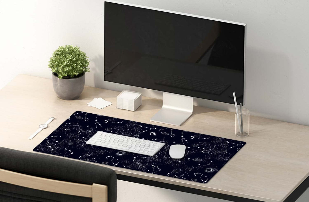 SSOIU Extended Gaming Mouse Pad (35.5x15.7 in), Large Stable Rubber Base Mousepad with Stitched
