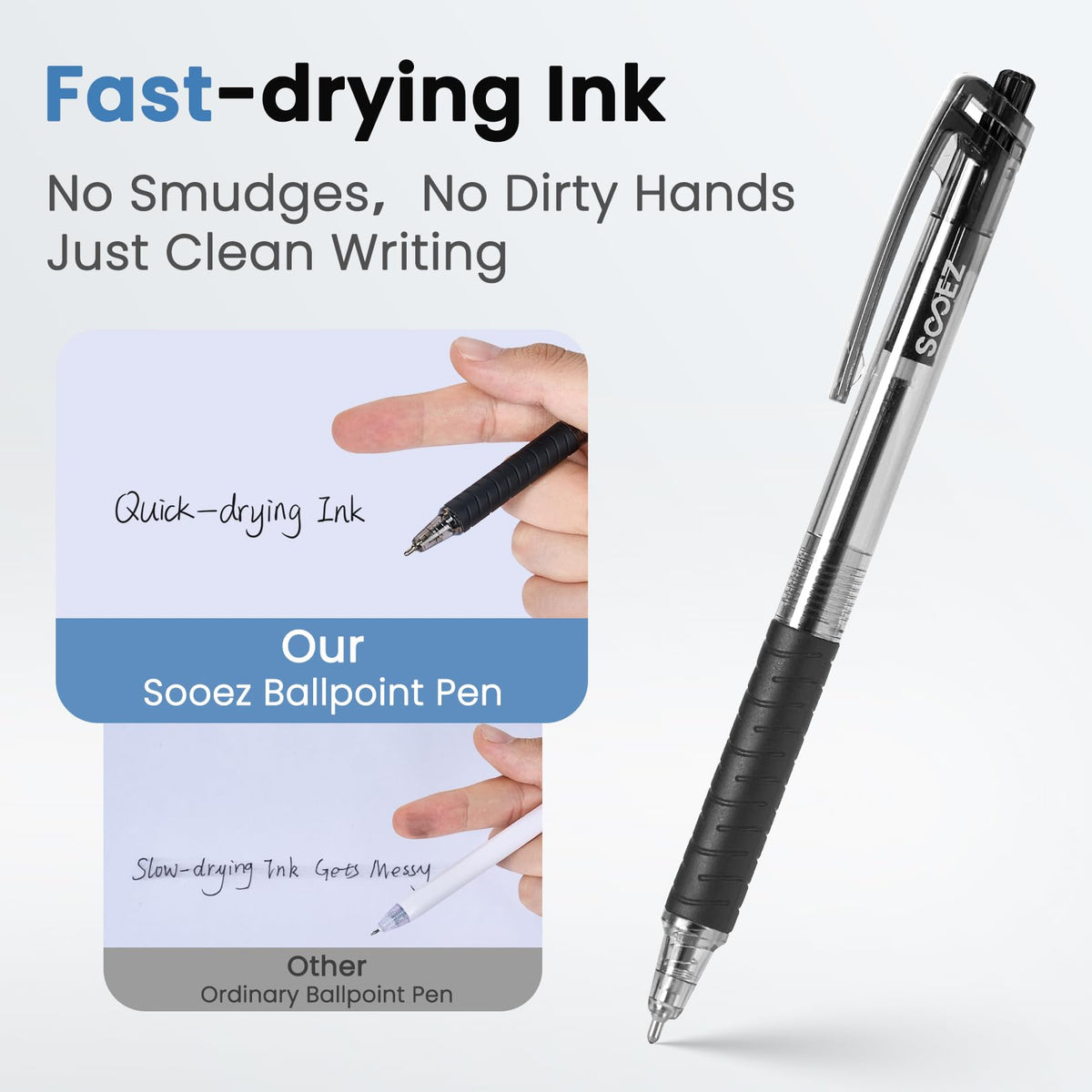 Sooez 60 Pack Bulk Pens Ballpoint, Smooth Writing Pens with Soft Grip