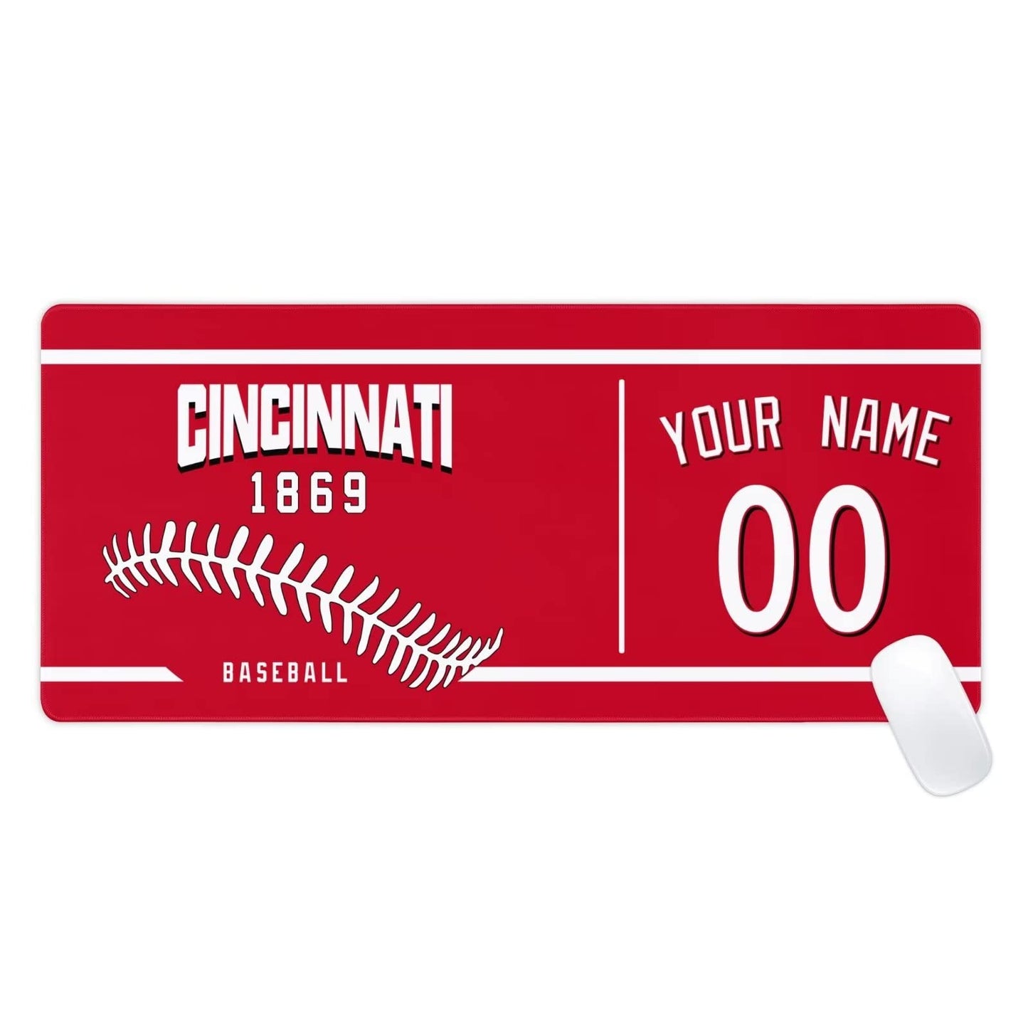 Cincinnati Mouse Pad Custom Any Name and Number Personalized Desk Pad for Men Women Youth Gifts