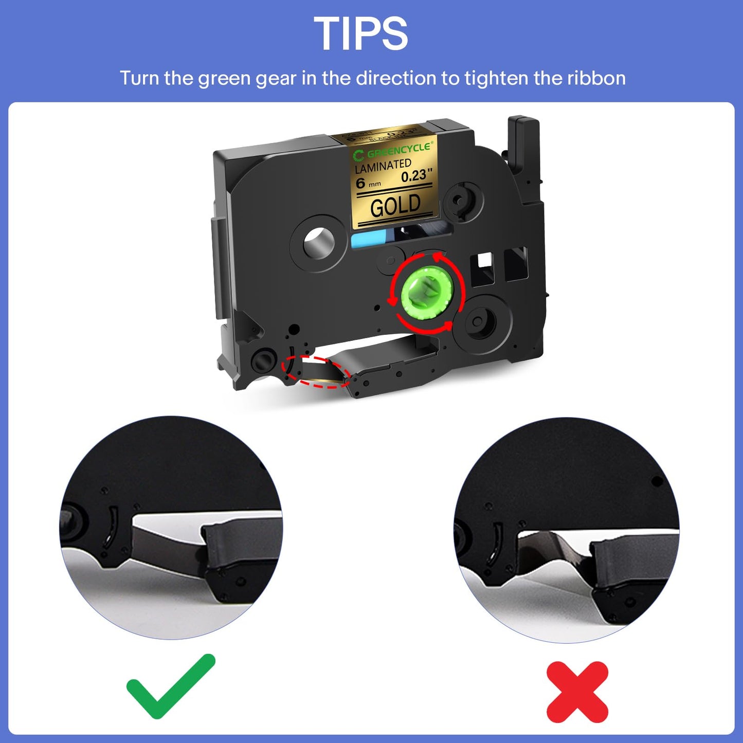 GREENCYCLE Compatible for Brother P-Touch Label Tape TZe-811 6mm 0.23" Laminated Gold TZe811 TZ-811