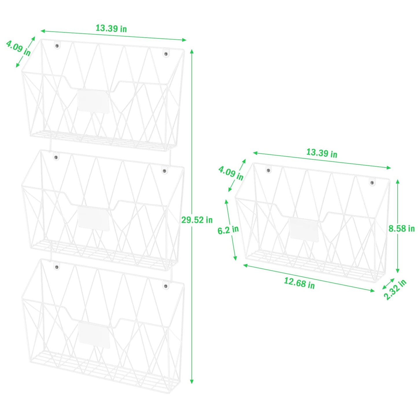 Wall File Organizer for Office, 6 Pack Metal Wall Baskets Wall File Holder