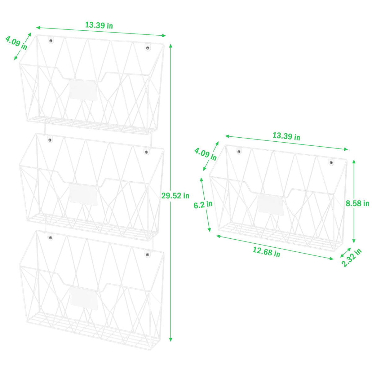 Wall File Organizer for Office, 6 Pack Metal Wall Baskets Wall File Holder