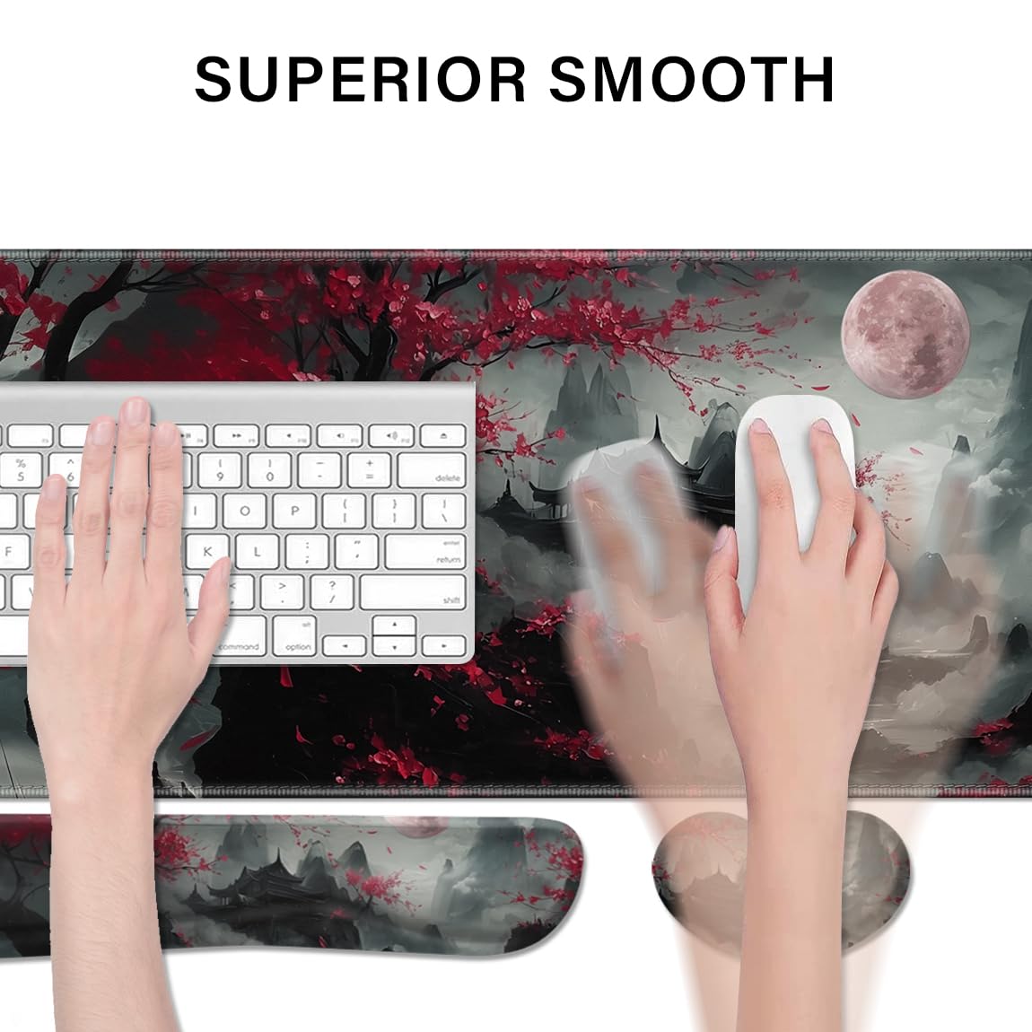 Desk Pad and Keyboard Wrist Rest,Janpense Large Mouse Pad + Keyboard Pad+Mouse Wrist Support
