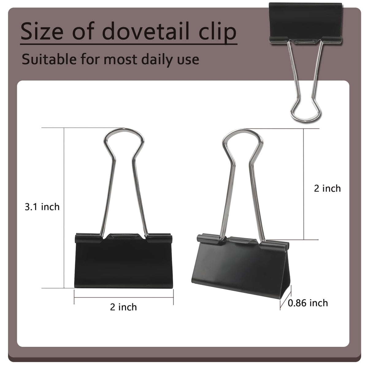 DSTELIN Extra Large Binder Clips, 2-Inch, 15 Pack (51mm Width) - Big Paper Clamps with 0.8-Inch