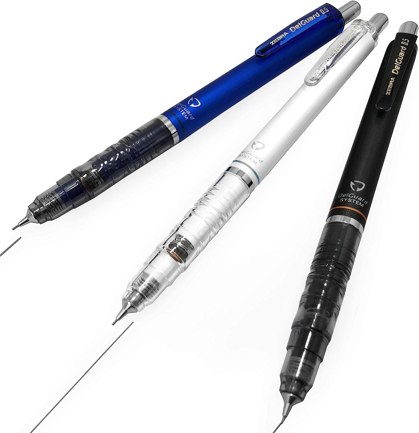Zebra Delguard Mechanical Pencils - HB 0.5mm - 1 of Each Colour Barrel - Pack of 3