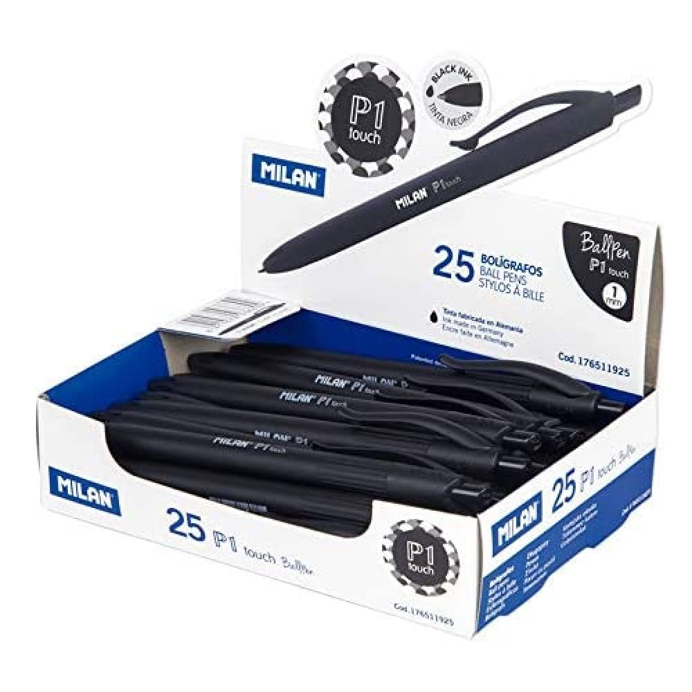 Milan P1 Touch Ball Point Pen, Box of 25, Black