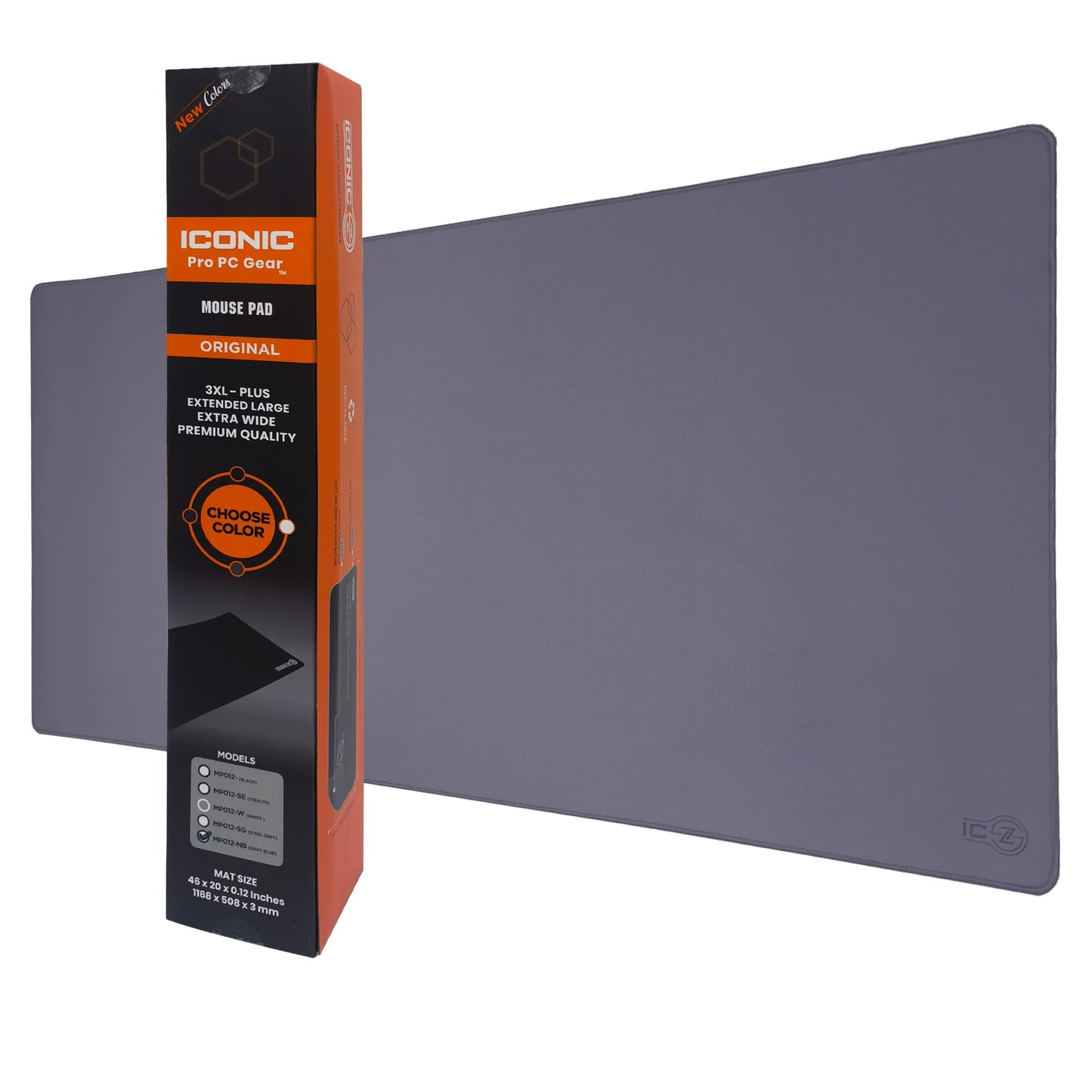 ICONIC - PRO PC GEAR 4XL Oversized & Ultimate Gaming Desk Mat 54"x23"(Steel Grey) - Giant & Thicker