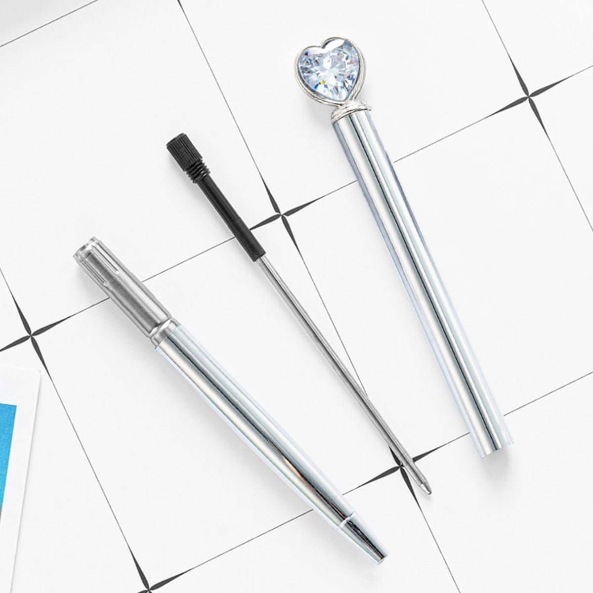 U Scinan 6Pcs Metal Ballpoint Pen 1.0MM Black Ink Refillable Ball Pen with Creative Top Design