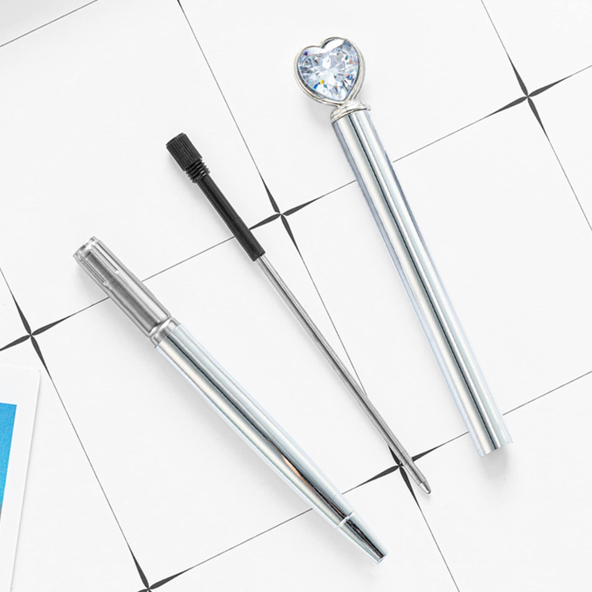U Scinan 6Pcs Metal Ballpoint Pen 1.0MM Black Ink Refillable Ball Pen with Creative Top Design
