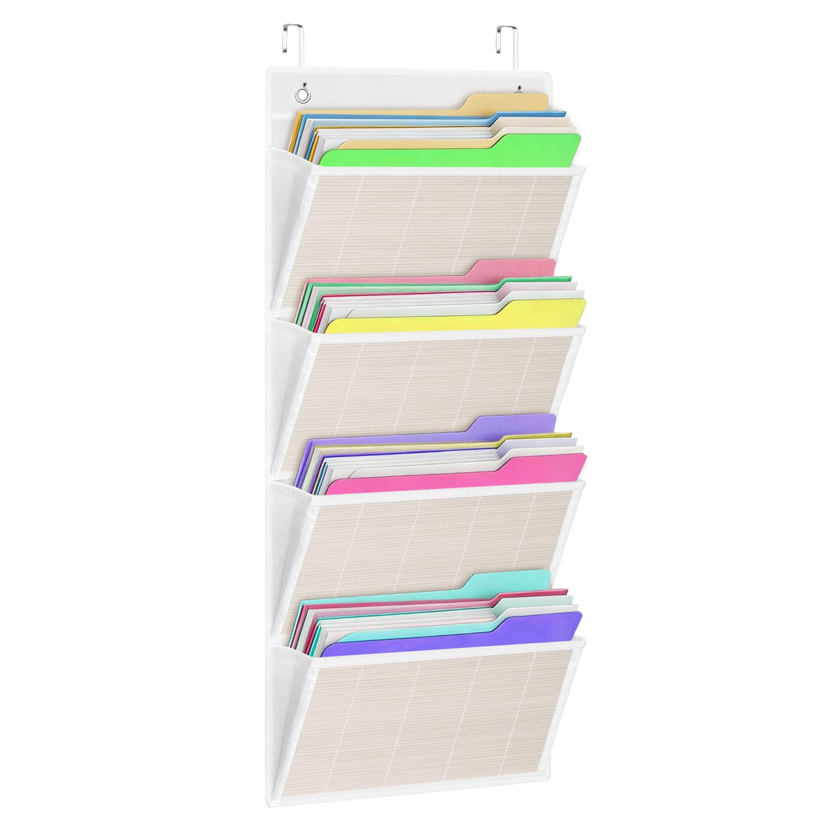homyfort hanging wall file organizer, Over the door file folder organizer with 4 Large Bamboo