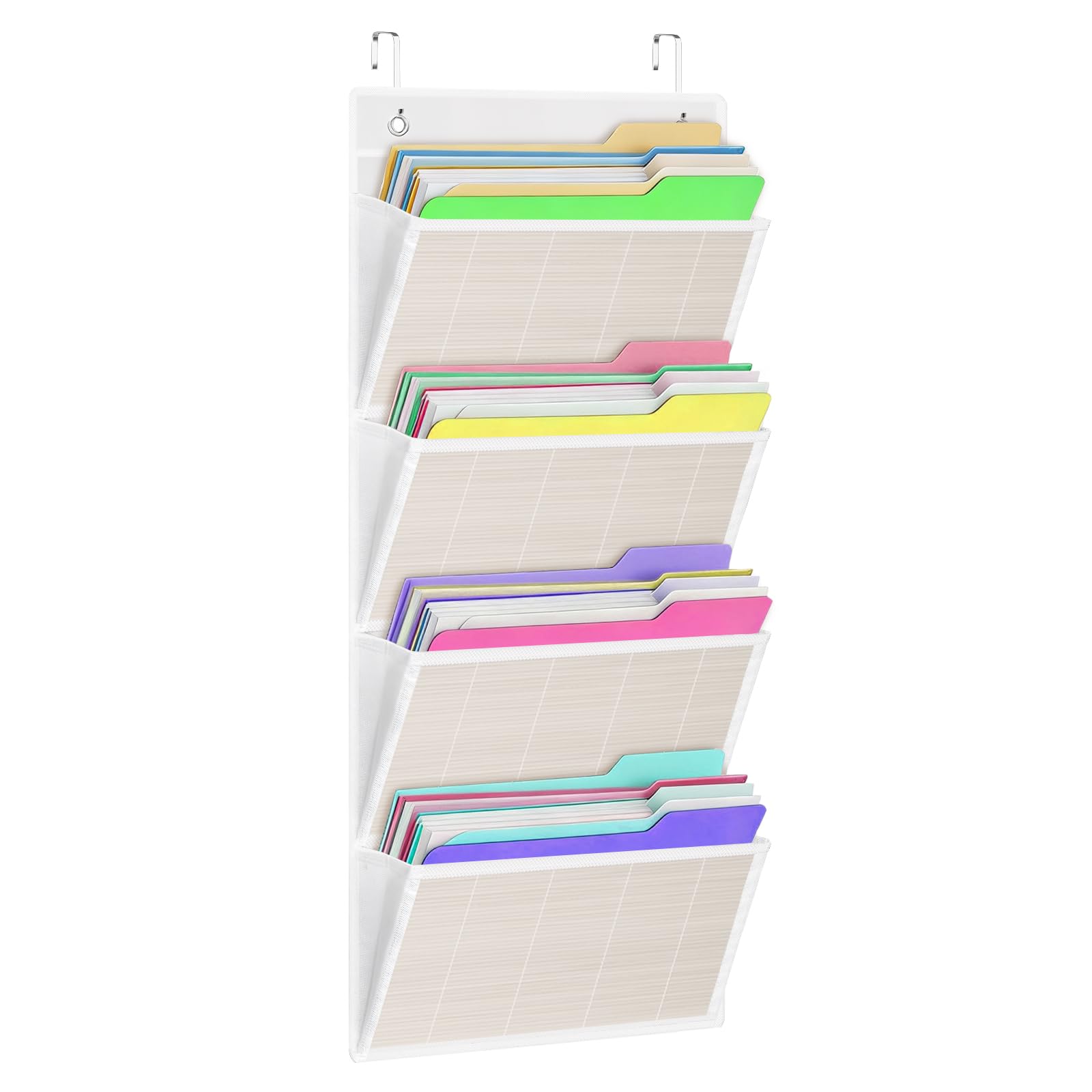 homyfort hanging wall file organizer, Over the door file folder organizer with 4 Large Bamboo