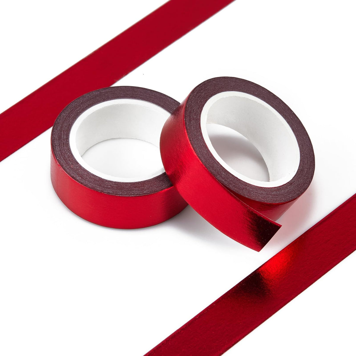 Qyueyue Red Foil Washi Tape - 2 Rolls Low Tack Self Adhesive Decorative Metallic Foil Masking Tape