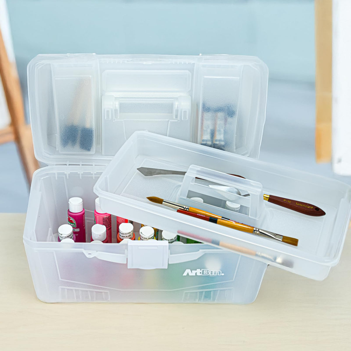 ArtBin 6918AH Twin Top 17 inch Supply Box, Portable Art & Craft Supply Organizer with Handle, [1]