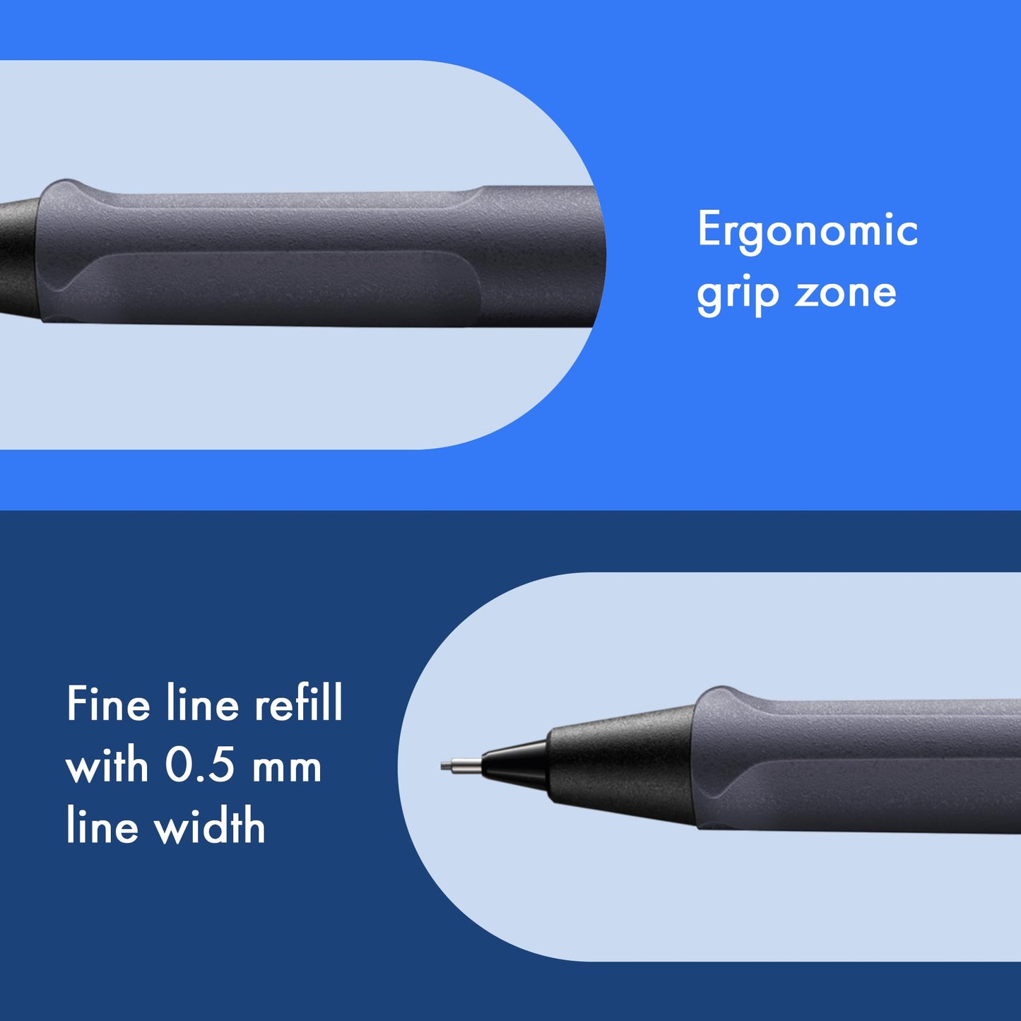 LAMY safari steel black - Mechanical Pencil with ergonomic grip & body made of robust ASA plastic