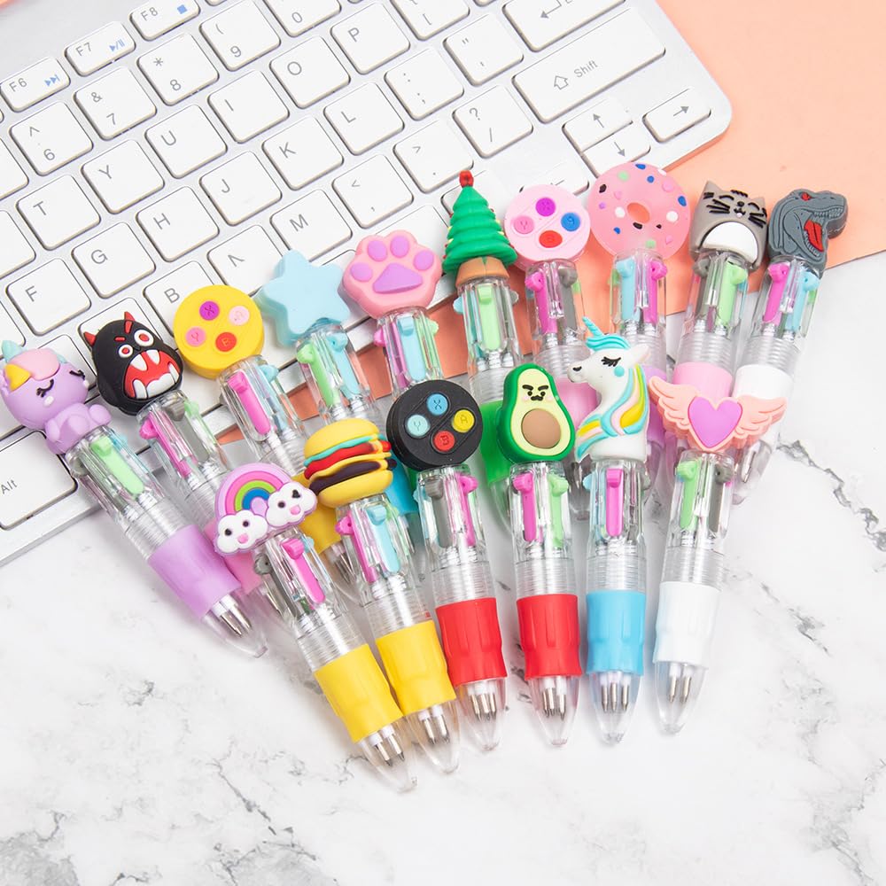 30 Pack Cute Multicolor Pens - Kawaii 4 in 1 Colors Ballpoint Pens for Office School,Classroom