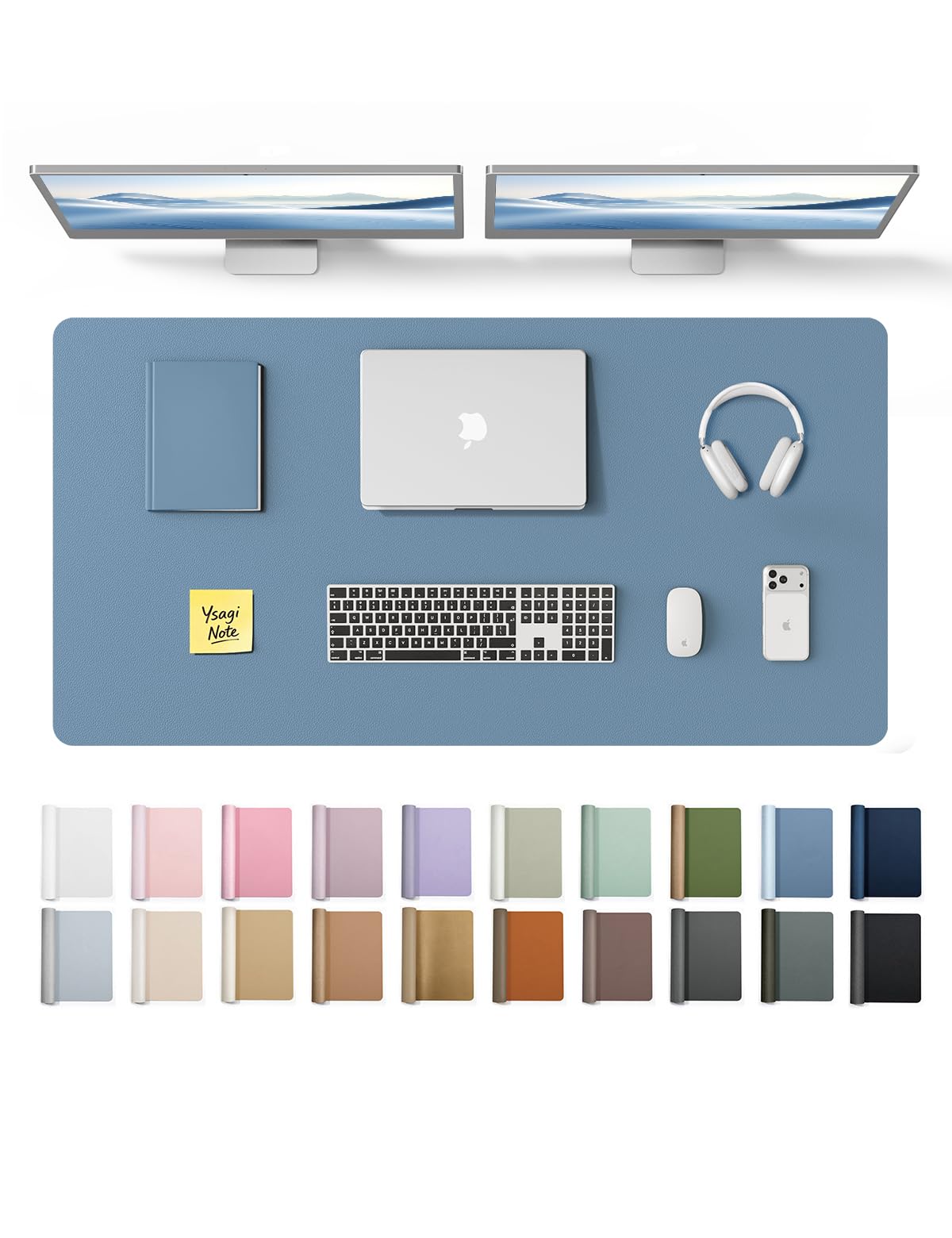 YSAGi Leather Desk Protector, Office Mat, Large Mouse Mat, Non-Slip PU Leather Blotter, Laptop Desk