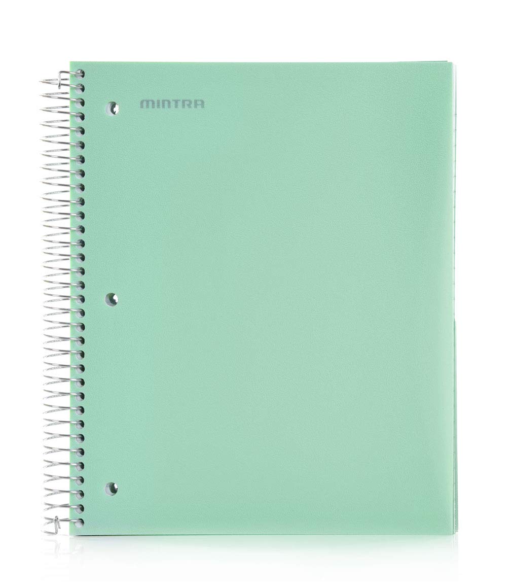 Mintra Office Durable Spiral Notebooks, 5 Subject (Sage Green, Wide Ruled 1pk)