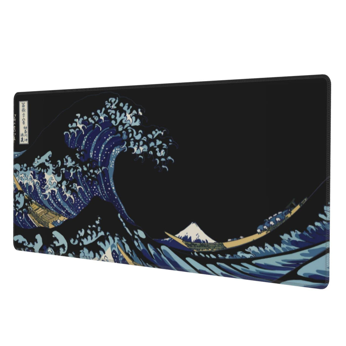 Japan Sea Great Wave Black XXL XL Large Gaming Mouse Pad for Desk, Non-Slip Long Extended Keyboard