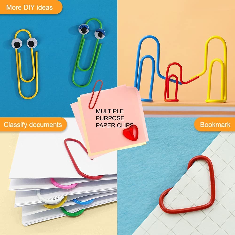 Sopito 300pcs Paper Clips, Binder Clips & Rubber Bands, Colored Set