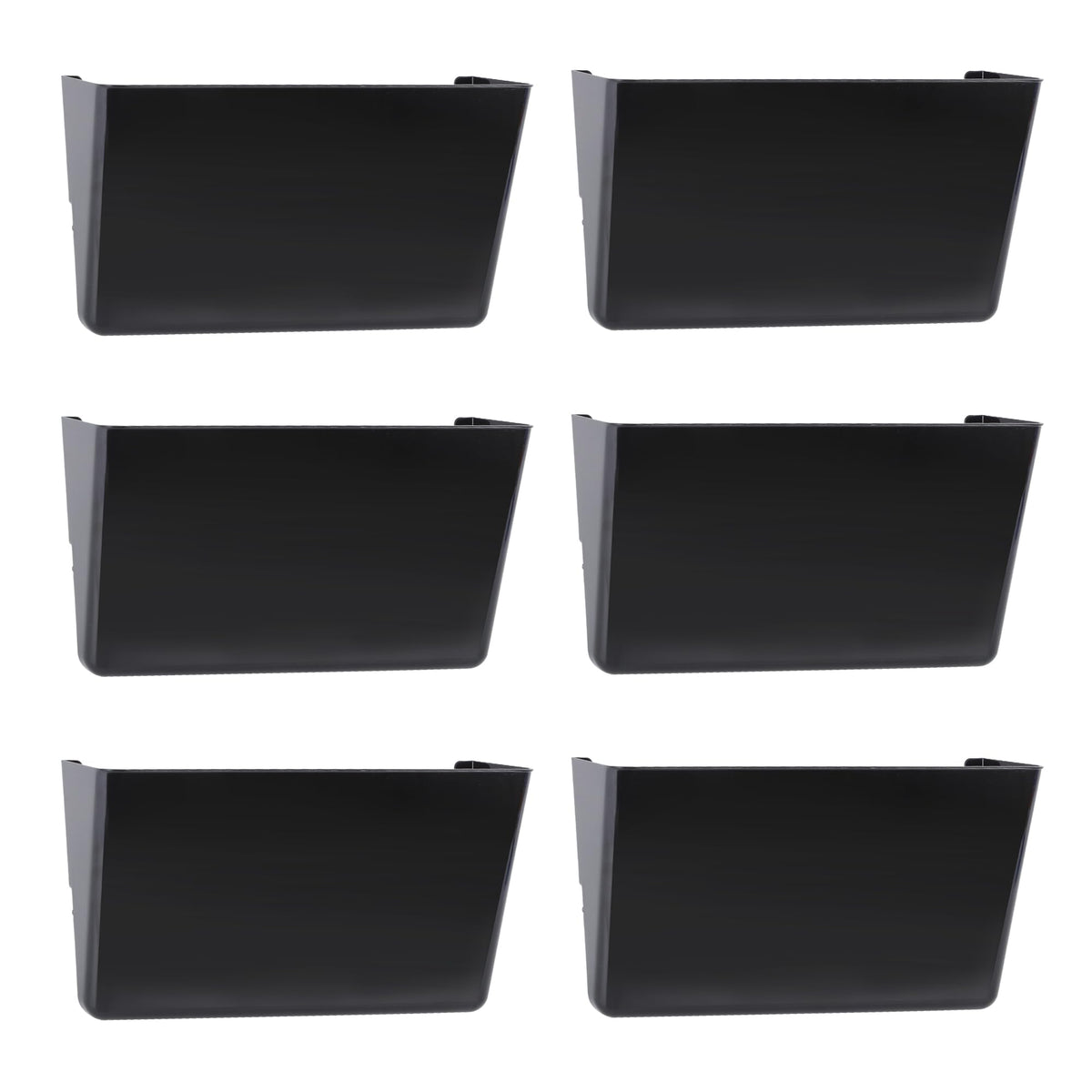 EASEPRES 6 Pack Black Plastic Single Pocket Hanging File Organizer, Wall Mount Paper Mails